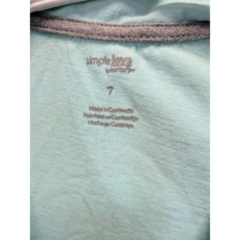 Simple Joys by Carters Boys Blue Grey Striped Colorblock Polo Shirt Size 7 - Picture 2 of 3
